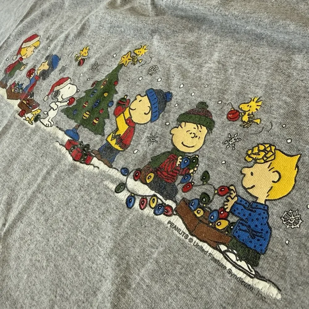 Vintage Charlie Brown T-Shirt Gray Christmas Peanuts‎ Y2K Nostalgia Men’s M - Picture 5 of 12